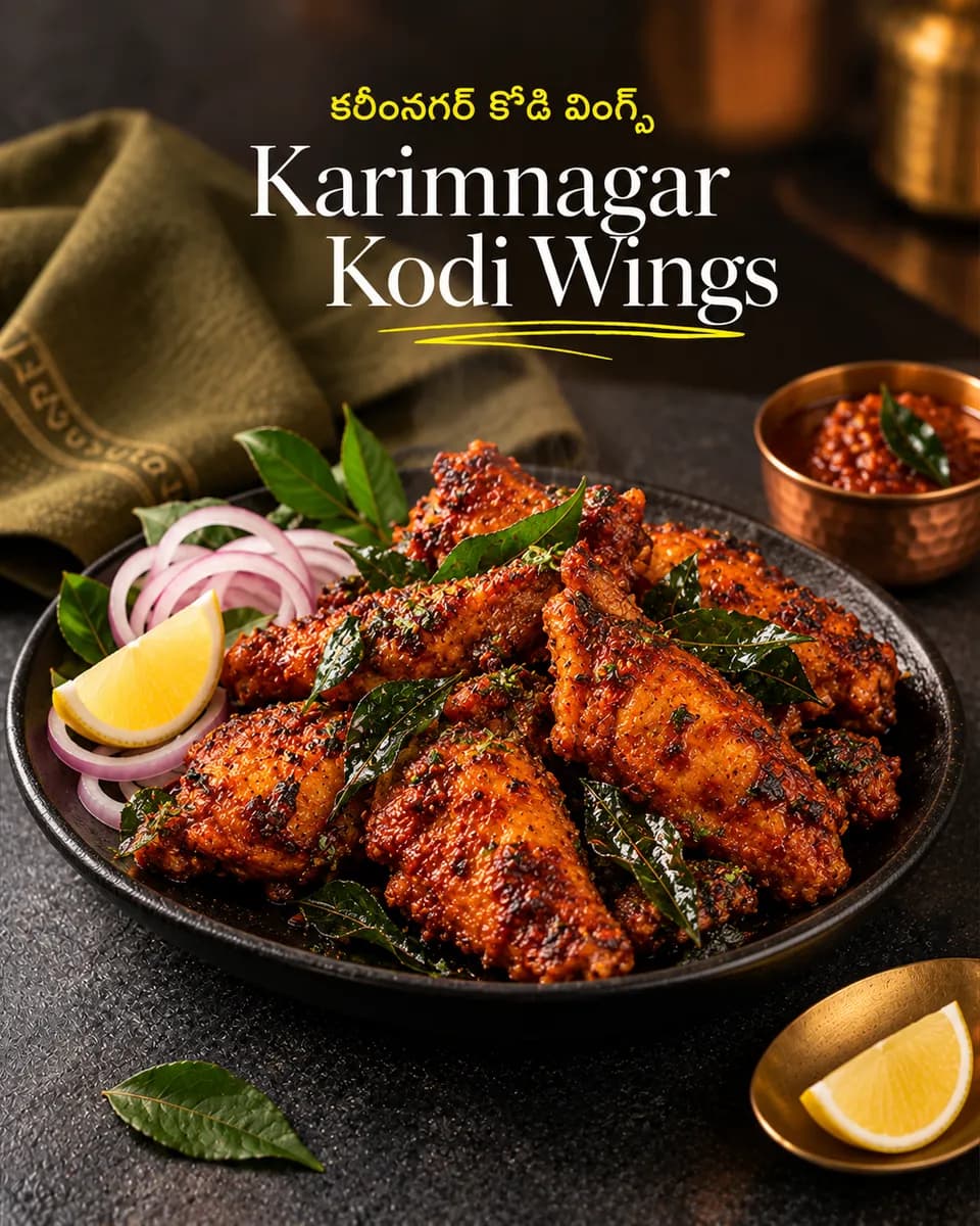 Karimnagar kodi wings with curry leaves and lemon